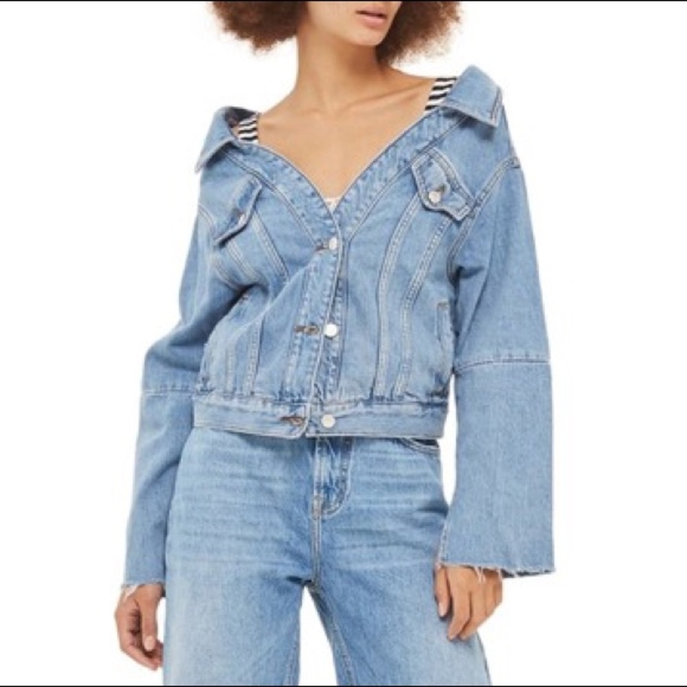 Topshop Off the Shoulder Denim Jacket